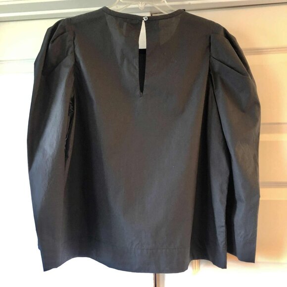 NWT JOIE Rene Puff-Shoulder 3\4 Sleeve Blouse Caviar L MSRP $148 - Picture 5 of 7